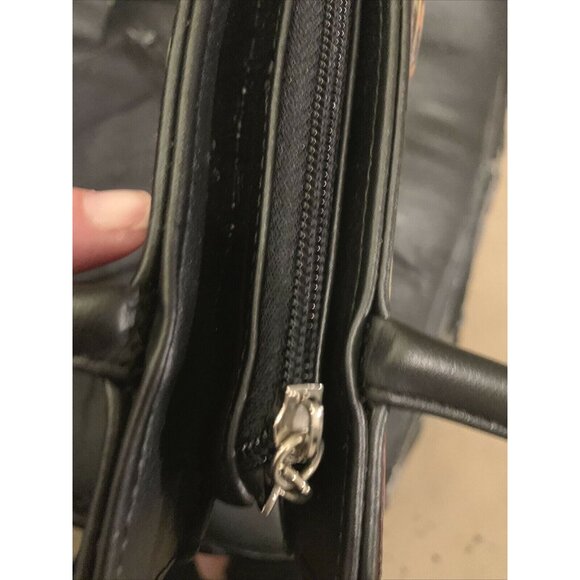 Angela Frascone Black Leather Apples Floral Resin Handbag NOS Vintage - Picture 12 of 12